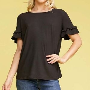 Ruffle Sleeve Crewneck Tee